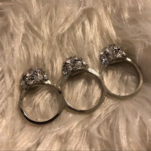 Jeweled Three Finger Ring